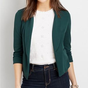 maurice’s teal blue open front blazer, size small